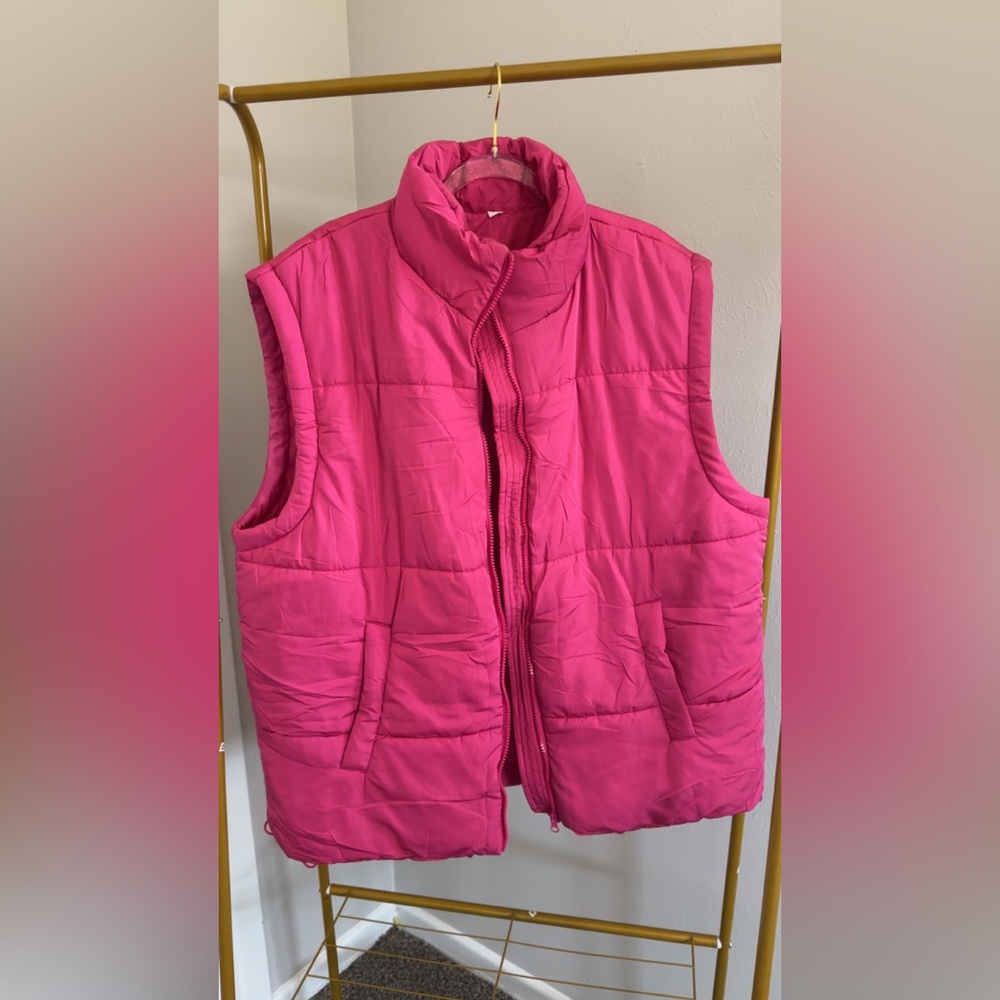 Women's Oversized Pink Puffer Vest